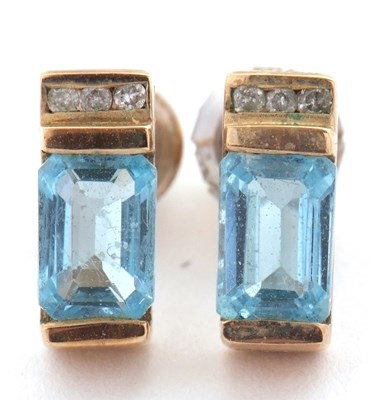 Lot 92 - A pair of 9ct topaz and white stone earrings,...