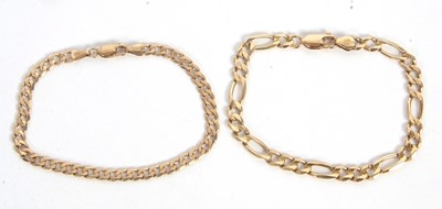 Lot 183 - Two bracelets: including a figaro bracelet...