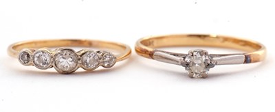 Lot 33 - Two diamond rings: to include an unmarked five...