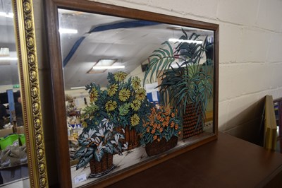 Lot 319 - MODERN WALL MIRROR DECORATED WITH HOUSE PLANTS