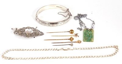 Lot 210 - A mixed lot: to include a 9ct stick pin, and...