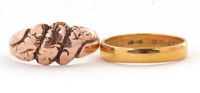 Lot 77 - A 22ct wedding band, (hallmark worn), size P,...