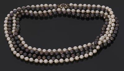 Lot 281 - A two strand cultured pearl necklace, with one...