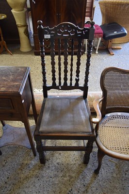 Lot 331 - OAK DINING CHAIR WITH BOBBIN TURNED DETAIL