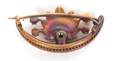 Lot 86 - A seed pearl and diamond brooch, the crescent...