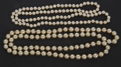 Lot 205 - Two cultured pearl necklaces: one with uniform...