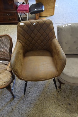Lot 333 - BROWN LEATHERETTE FINISH CHAIR ON TAPERING LEGS