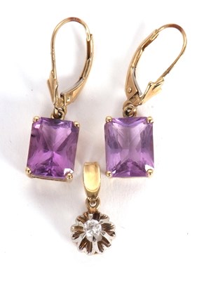 Lot 87 - A pair of amethyst earrings, approx. 11mm long,...