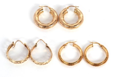 Lot 176 - Three pairs of 9ct earrings: to include a pair...