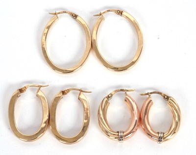 Lot 179 - Three pairs of 9ct earrings: to include a pair...