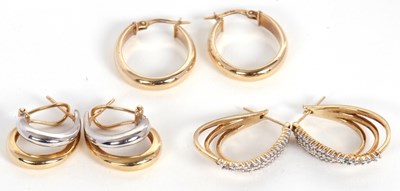 Lot 181 - Three pairs of 9ct earrings: to include a pair...