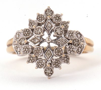 Lot 15 - A 9ct diamond cluster ring, the frame set with...