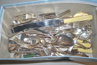 Lot 11 - Box containing a quantity of plated flat ware