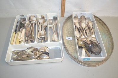 Lot 14 - Box containing a quantity of plated flat ware...