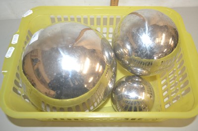 Lot 15 - Three silver coloured metal balls