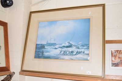 Lot 32 - A framed print of a sea rescue