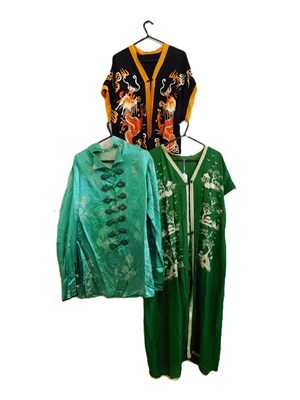 Lot 18 - Three Chinese robes: to include a green...
