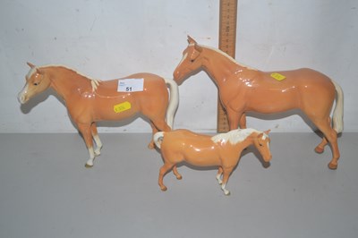 Lot 51 - Set of three Beswick horses including mare,...