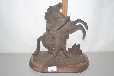 Lot 52 - Spelter group of horse and rider