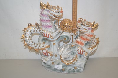 Lot 73 - Chinese ceramic sculpture of two opposing...