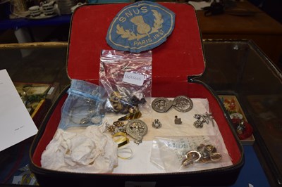 Lot 90 - Small case containing a quantity of badges and...