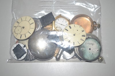 Lot 114 - Bag containing quantity of clock parts and faces