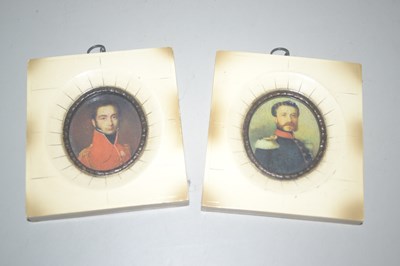 Lot 115 - Bag containing two miniatures in faux ivory...