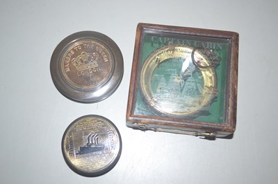Lot 116 - Three boxed compasses