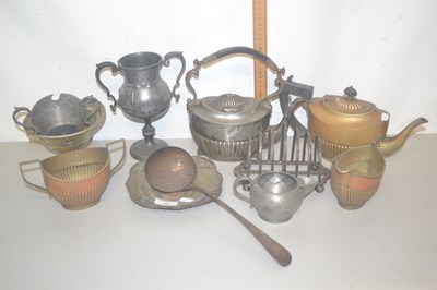 Lot 133 - Quantity of metal wares, sucrier, plated...