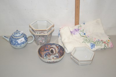 Lot 137 - A Chinese teapot of blue and white design...