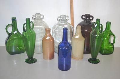 Lot 158 - Green glass jars, vases, two large glass...