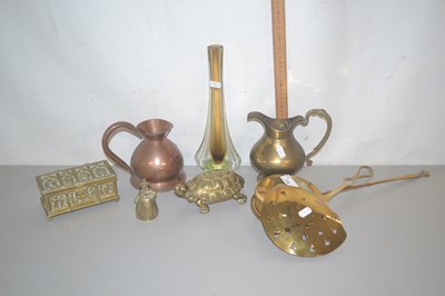 Lot 174 - Quantity of brass wares, brass tortoise, two...