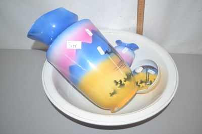 Lot 175 - Large ceramic jug and bowl with soap dish and...