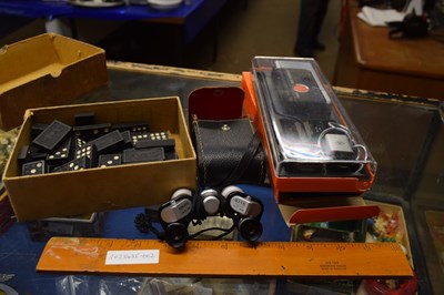 Lot 87 - Mixed Lot Agfamatic 3000, Box Dominoes, Velos Boxwood Ruler etc