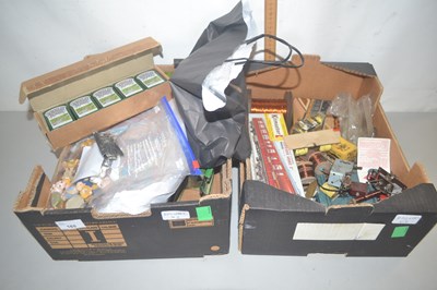 Lot 188 - Two boxes of various toys, two railway wagons,...
