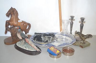 Lot 206 - Large wooden model of a horse, further model...