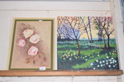 Lot 231 - Oil on board of a still life and further...