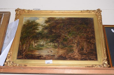 Lot 233 - Oil on canvas of a woodland scene attributed...