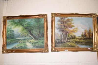 Lot 243 - Two oil on canvas landscapes