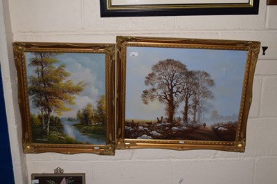 Lot 260 - Two oil on canvas pictures of landscape scenes