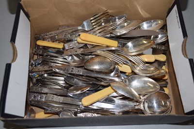 Lot 537 - Box containing a quantity of plated flat ware
