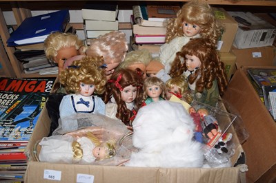Lot 565 - Large box containing a quantity of modern dolls