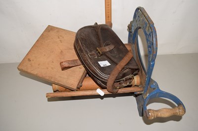 Lot 645 - A leather satchel, rolling pin and vintage...