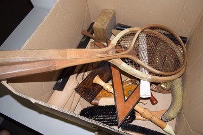 Lot 647 - A pair of wooden tennis rackets together with...