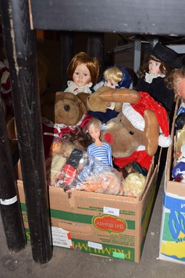 Lot 666 - Box of various dolls and soft toys