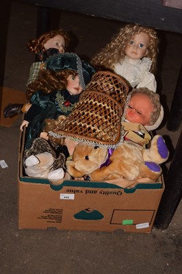Lot 668 - Box of various dolls and soft toys