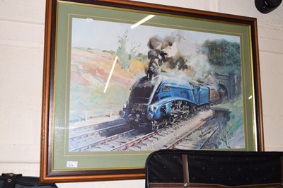 Lot 674 - A large print of a Mallard locomotive, Terence...