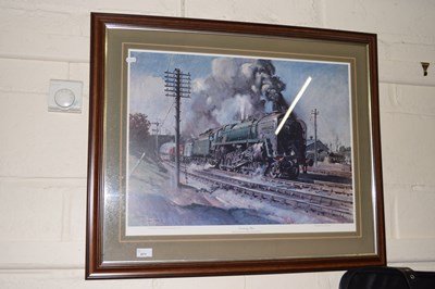 Lot 671 - A large print of an Evening Star locomotive,...