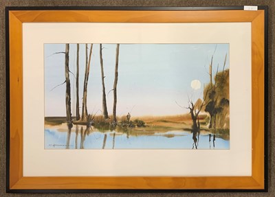 Lot 33 - Jim Spencer (British), A view over water to...