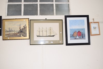 Lot 701 - Three framed and glazed prints plus a painting...
